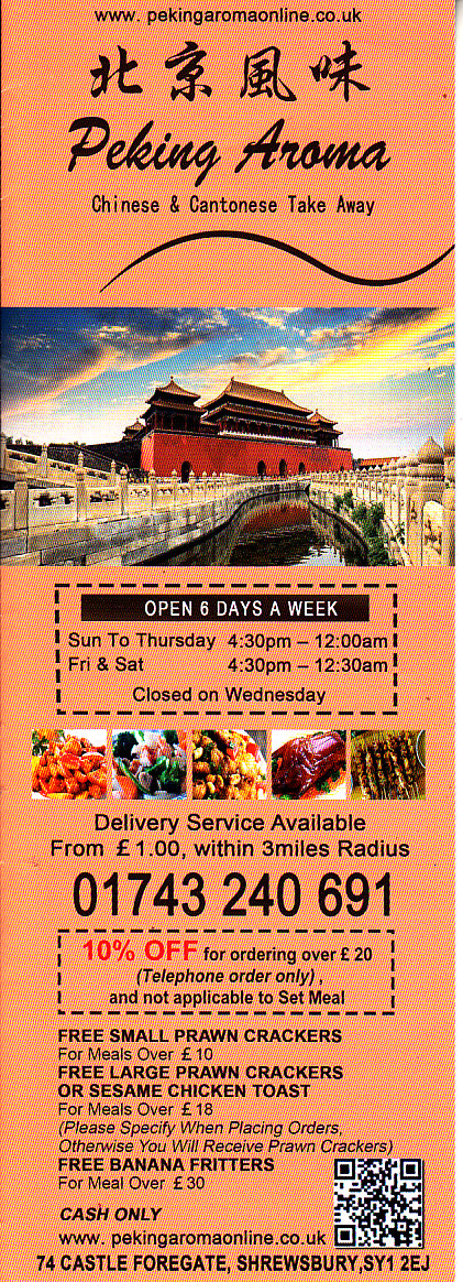Peking Aroma Shrewsbury menu